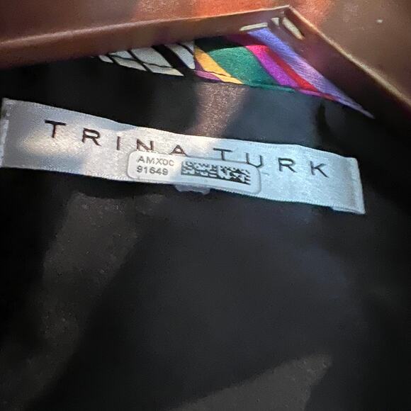 Trina Turk Blouse Kitty Bow Mod Stripe Print Keyhole Neckline - M - Picture 6 of 6